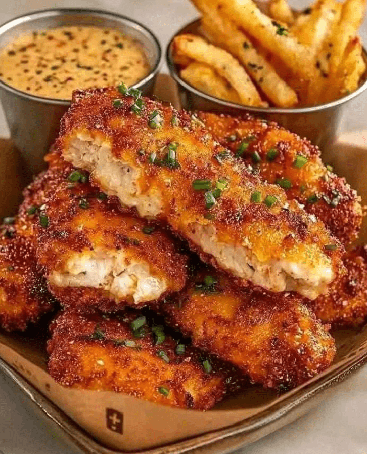 Pollo croccante con crosta di parmigiano e salsa cremosa all'aglio e al parmigiano