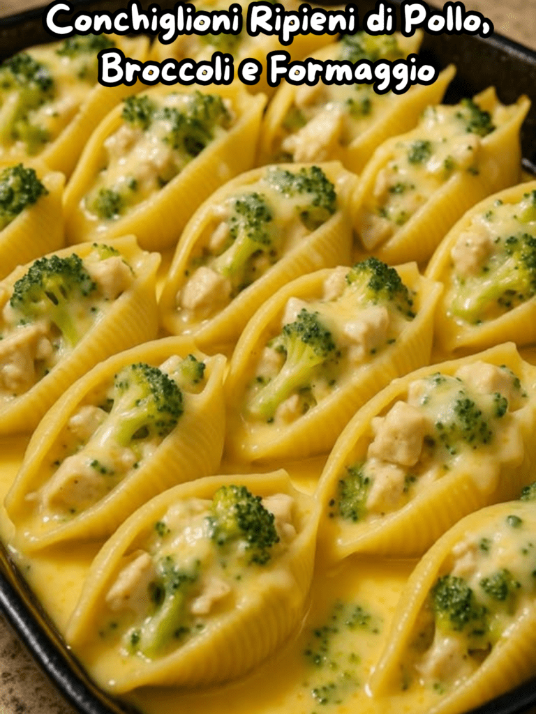 Conchiglioni Ripieni di Pollo, Broccoli e Formaggio