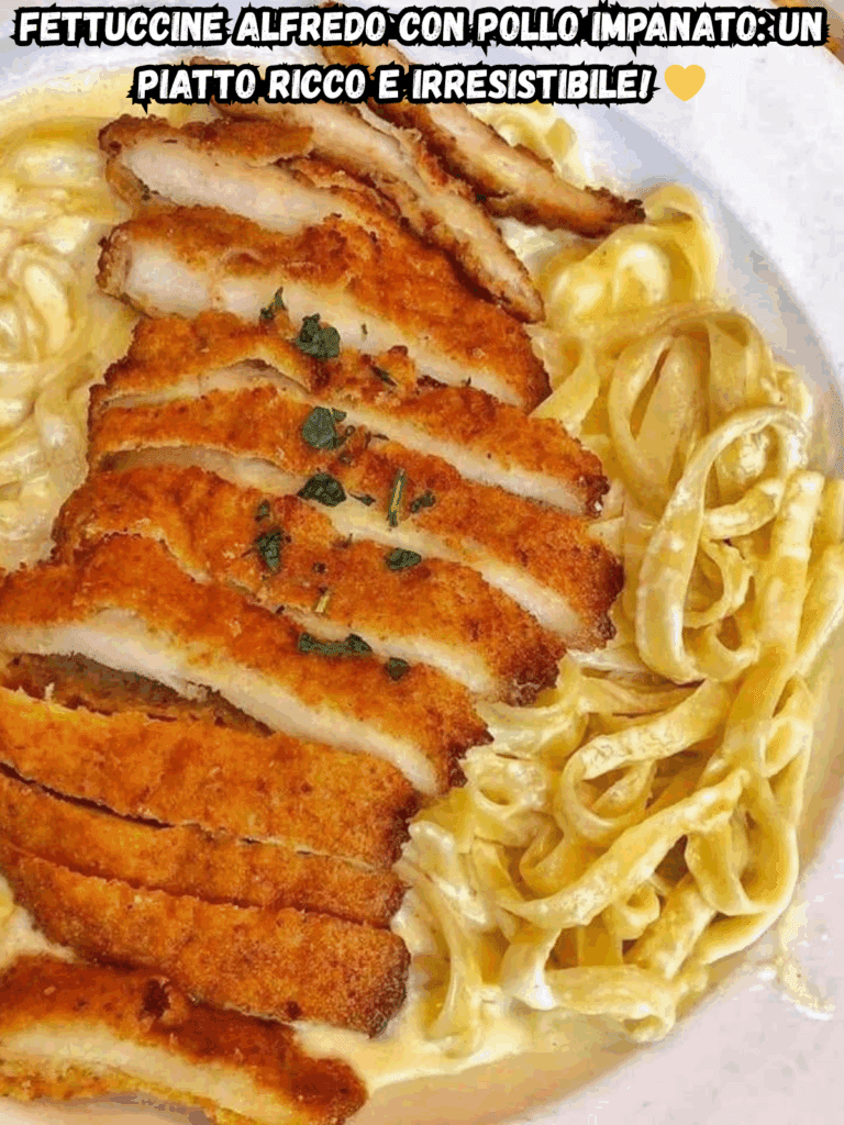 Fettuccine Alfredo con pollo impanato: un piatto ricco e irresistibile!