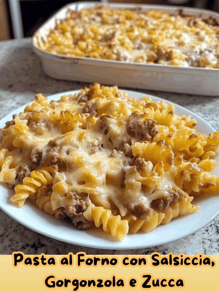 Pasta al Forno con Salsiccia, Gorgonzola e Zucca