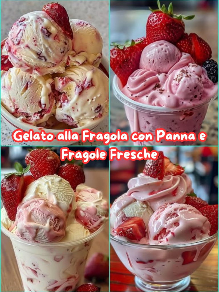 Gelato alla Fragola con Panna e Fragole Fresch