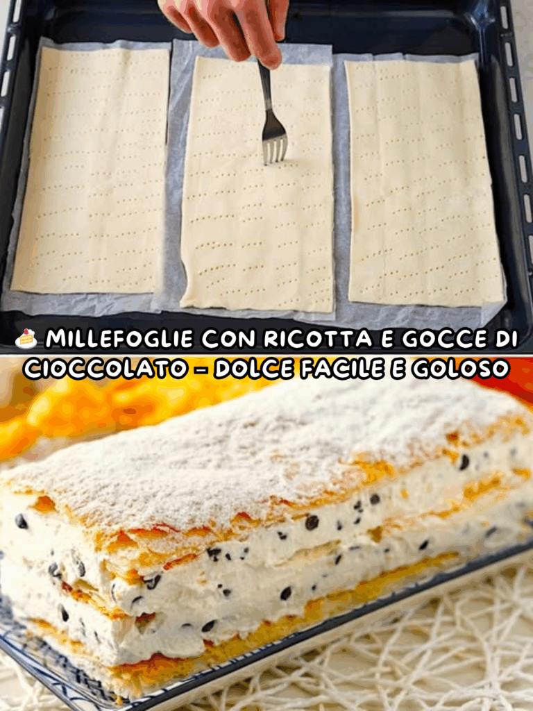 Millefoglie con Ricotta e Gocce di Cioccolato – Dolce Facile e Goloso