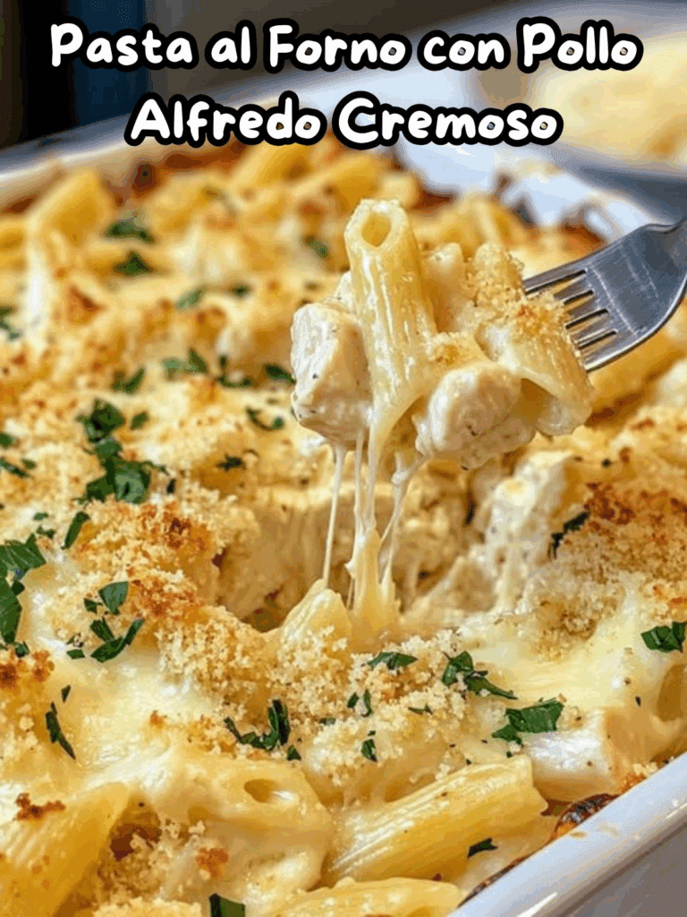 Pasta al Forno con Pollo Alfredo Cremoso