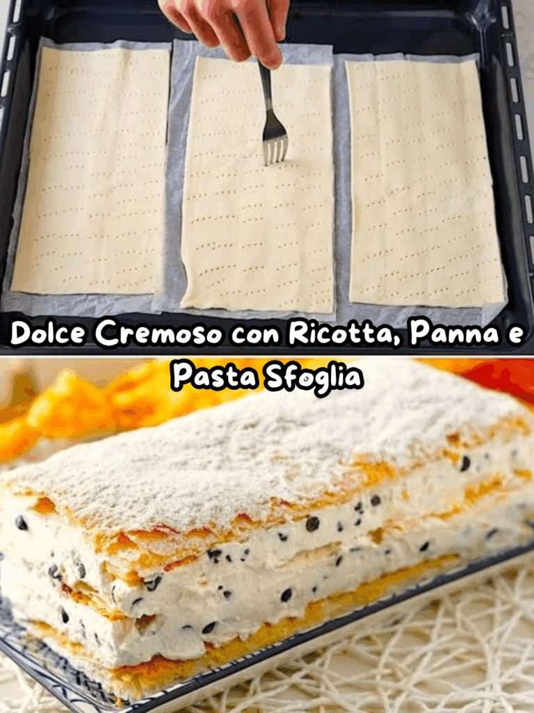 Dolce Cremoso con Ricotta, Panna e Pasta Sfoglia