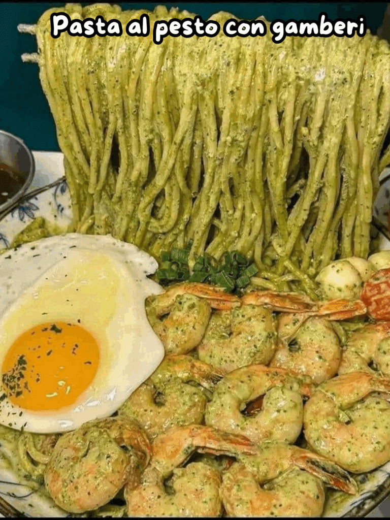 Pasta al pesto con gamberi: un piatto profumato e irresistibilmente mediterraneo