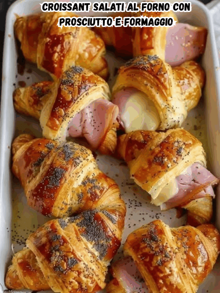 Croissant Salati al Forno con Prosciutto e Formaggio: una delizia dorata e filante