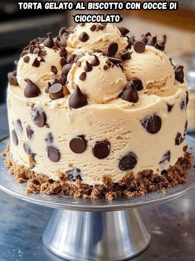 Torta Gelato al Biscotto con Gocce di Cioccolato