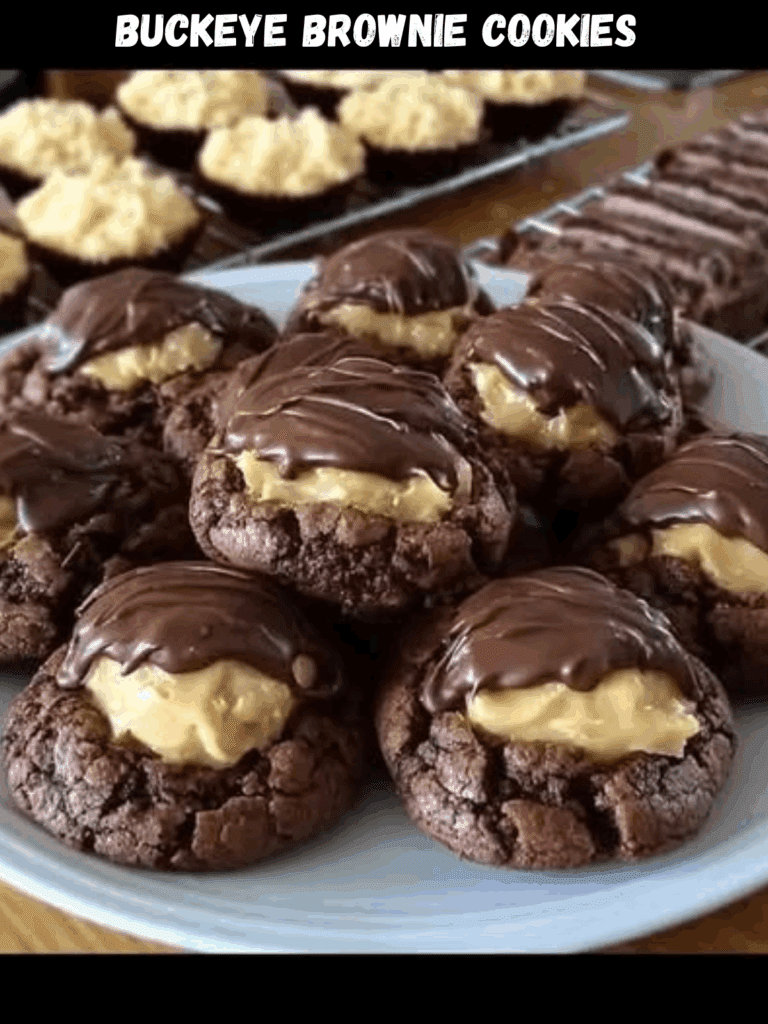 Buckeye Brownie Cookies – Il Gusto dell’Ohio in un Biscotto: Morbidi, Cioccolatosi e Ripieni di Burro d’Arachidi