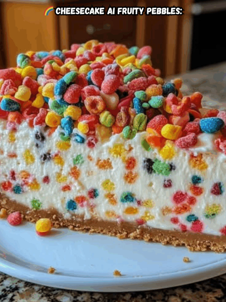 Cheesecake ai Fruity Pebbles: un dessert colorato, cremoso e senza cottura