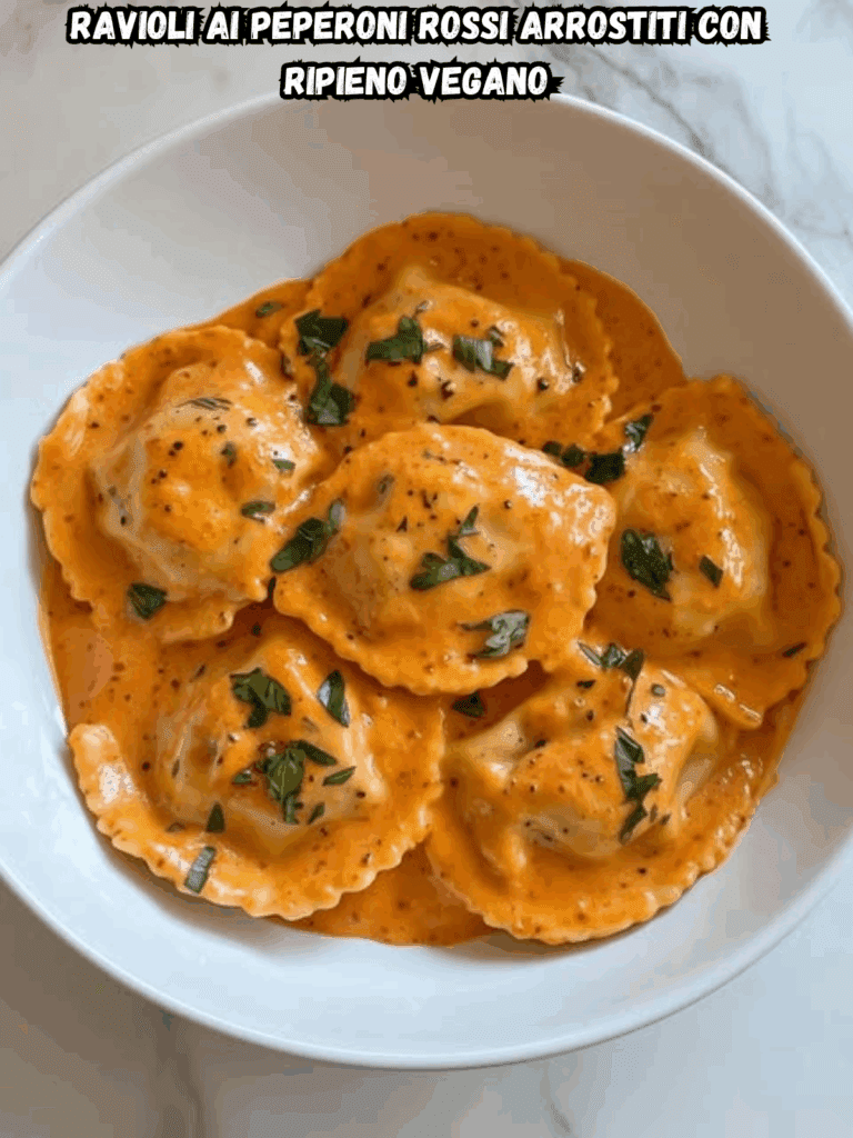 Ravioli ai Peperoni Rossi Arrostiti con Ripieno Vegano