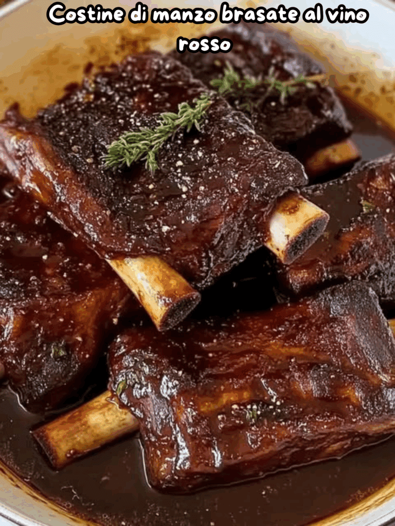 Costine di manzo brasate al vino rosso 