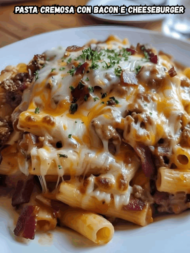 Pasta Cremosa con Bacon e Cheeseburger: Tutto il Gusto di un Panino in un Primo Piatto Irresistibile