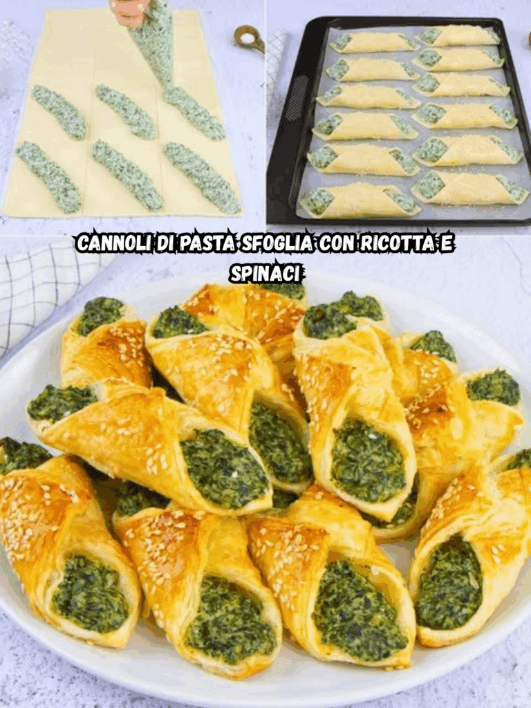 Cannoli di pasta sfoglia con ricotta e spinaci