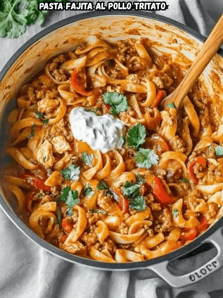Pasta Fajita al Pollo Tritato – Gustosa e Cremosa in Un'Unica Pentola