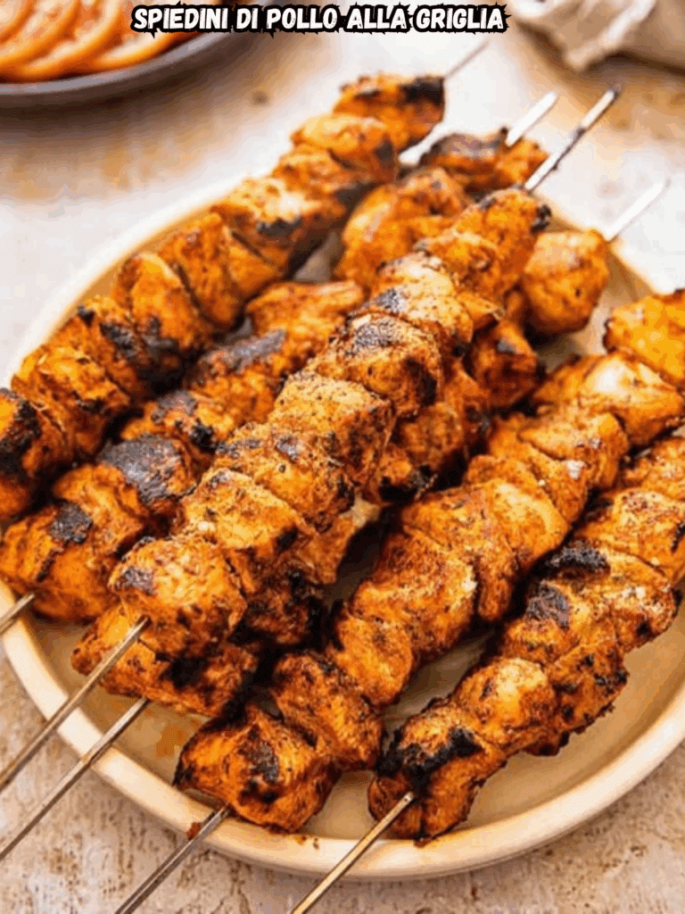 Spiedini di Pollo alla Griglia – Ricchi di Spezie e Sapore Mediterraneo