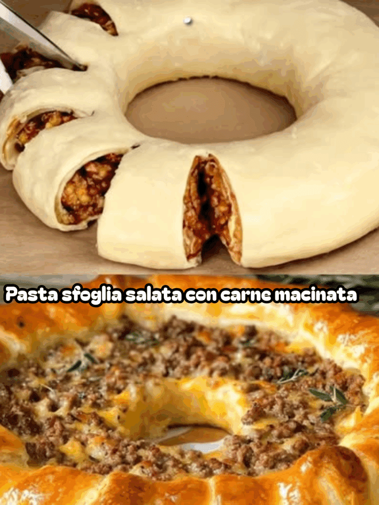 Pasta sfoglia salata con carne macinata