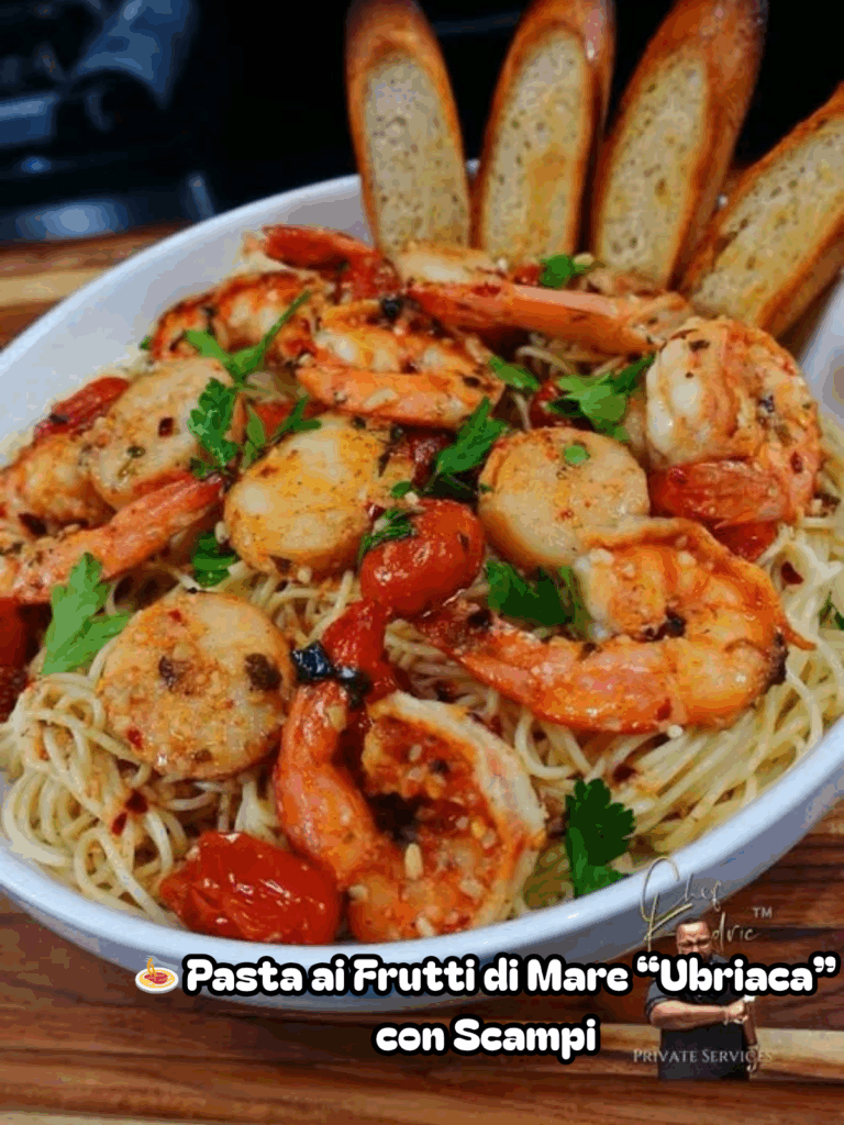 Pasta ai Frutti di Mare “Ubriaca” con Scampi