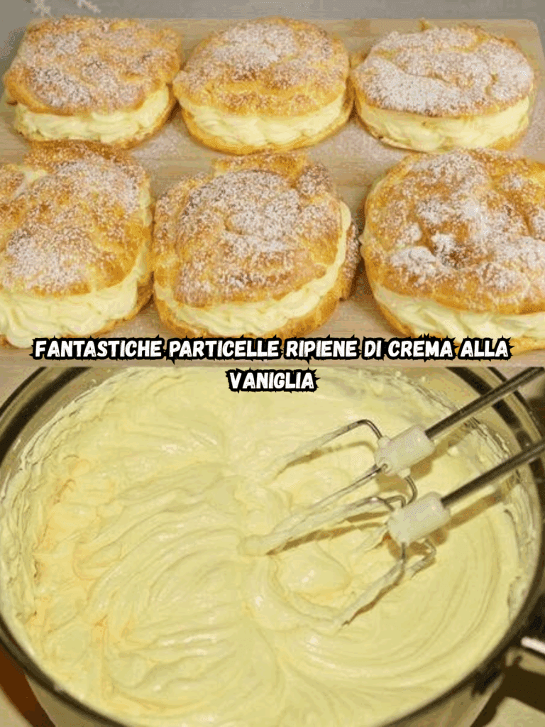 Fantastiche particelle ripiene di crema alla vaniglia