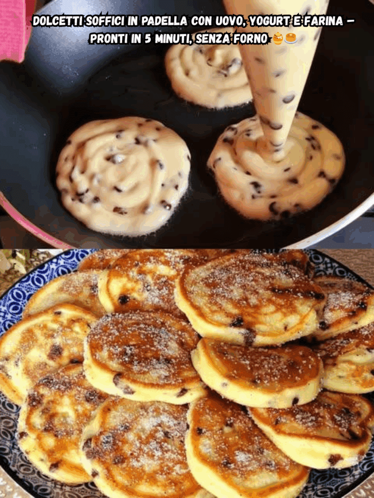 Dolcetti soffici in padella con uovo, yogurt e farina – Pronti in 5 minuti, senza forno