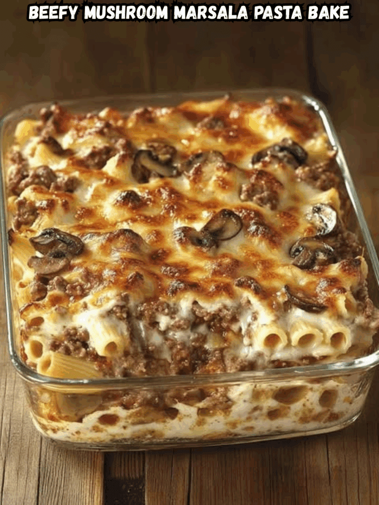 Beefy Mushroom Marsala Pasta Bake
