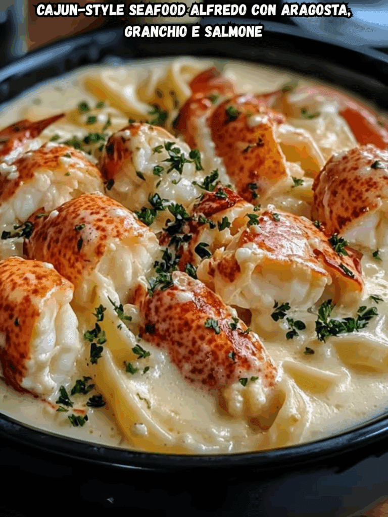 Cajun-Style Seafood Alfredo con Aragosta, Granchio e Salmone