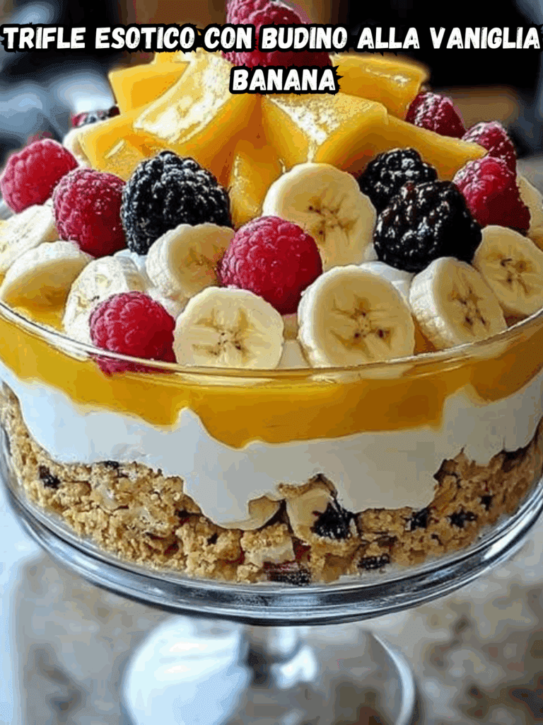 Trifle Esotico con Budino alla Vaniglia e Banana: Un Dolce Fresco e Goloso dal Sapore Tropicale
