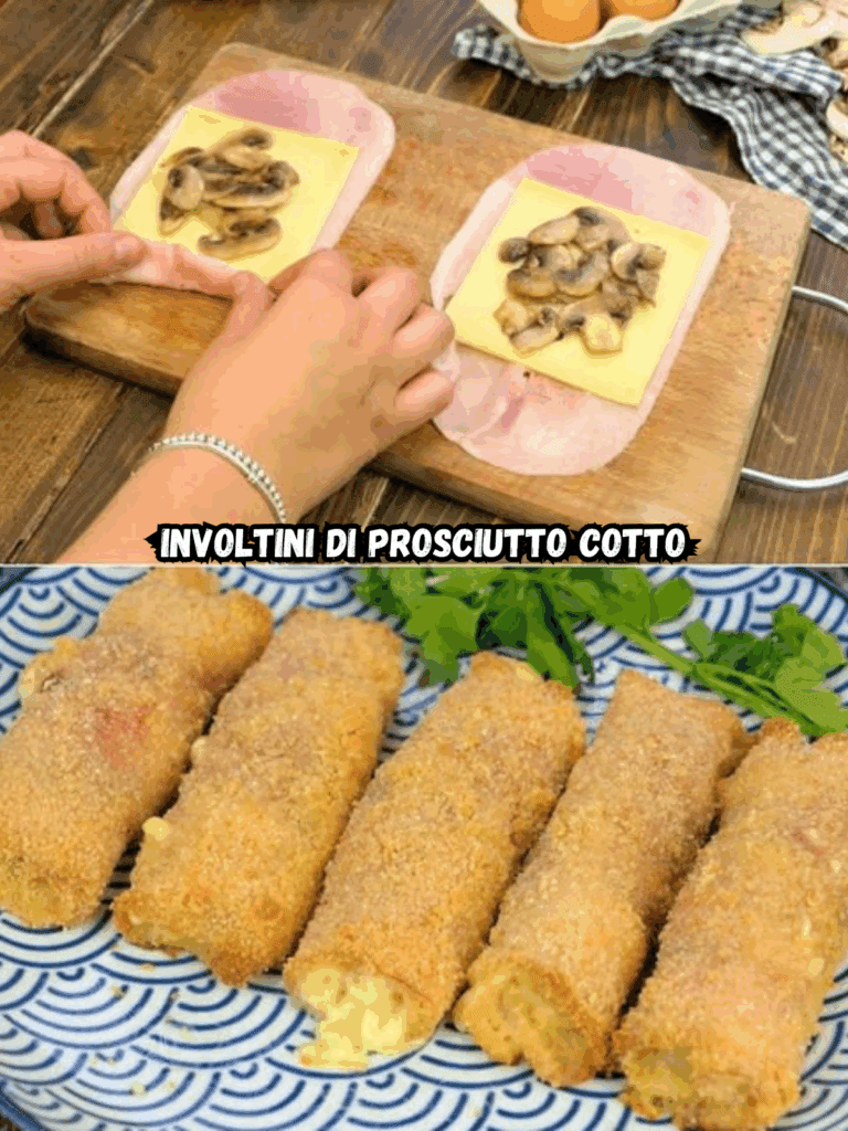 Involtini di prosciutto cotto, formaggio e funghi: rotolini sfiziosi, croccanti e saporiti