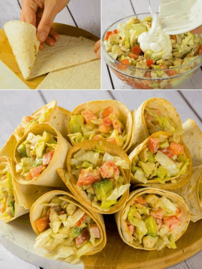 Delizia croccante: Tortillas ripiene di pollo, avocado e panna acida pronti in pochi minuti