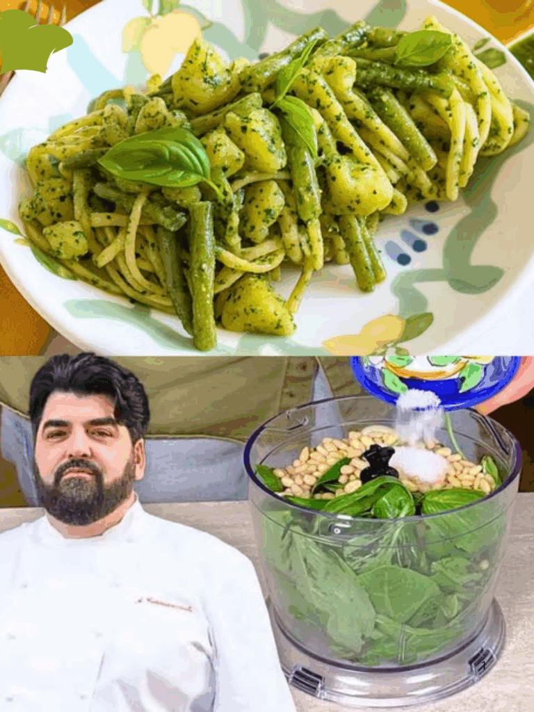 Linguine con pesto di basilico, patate e fagiolini: il segreto della cucina ligure secondo lo chef Cannavacciuolo