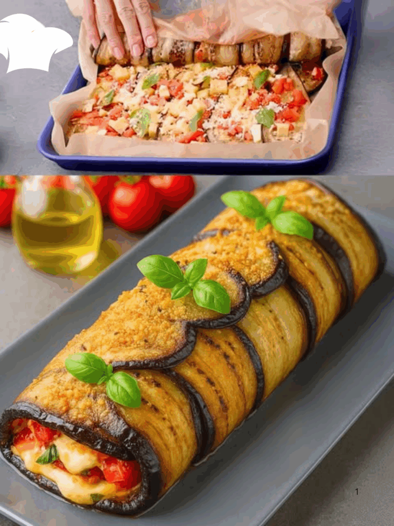 Rotolo di Melanzane al Forno con Mozzarella e Pomodori: il secondo piatto leggero e irresistibile perfetto per ogni occasione