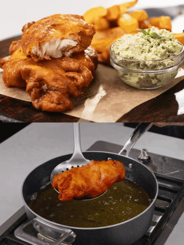 Fish and Chips all’Inglese con Crema di Piselli alla Menta