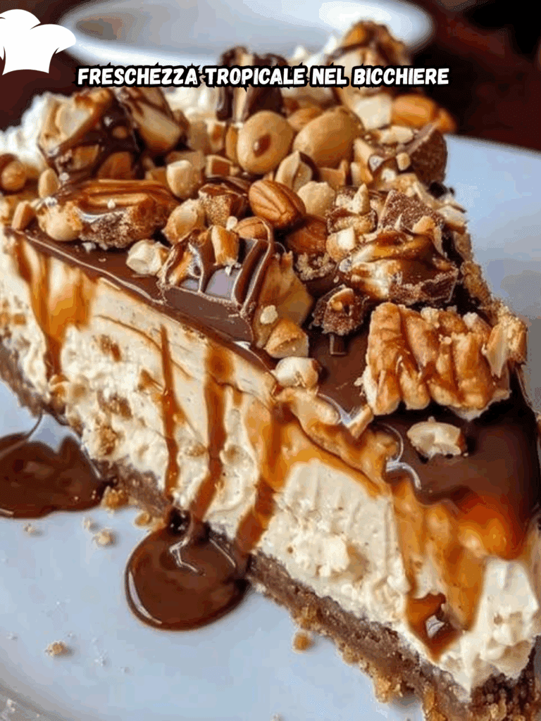 Cheesecake Snickers Senza Cottura – Il Dolce Cremoso che Fa Impazzire Tutti!