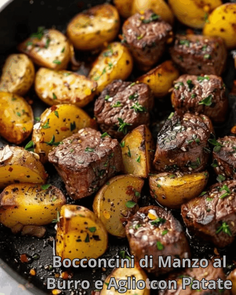 Bocconcini di Manzo al Burro e Aglio con Patate Dorate