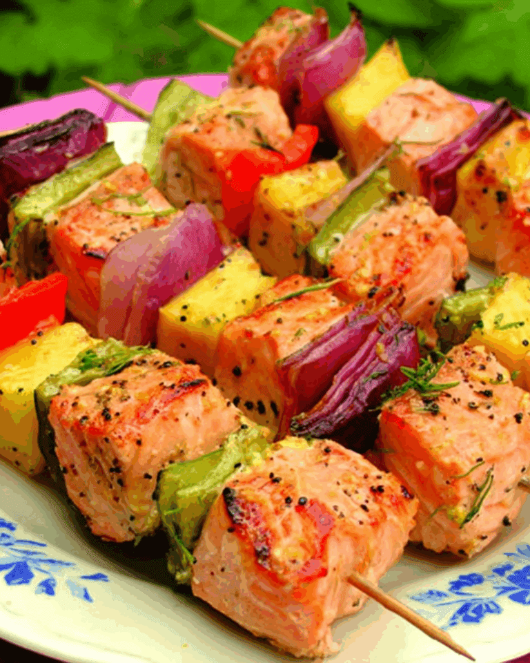 Spiedini Grigliati di Salmone, Mango e Semi di Papavero – Un’Esplosione di Colori e Sapori Estivi