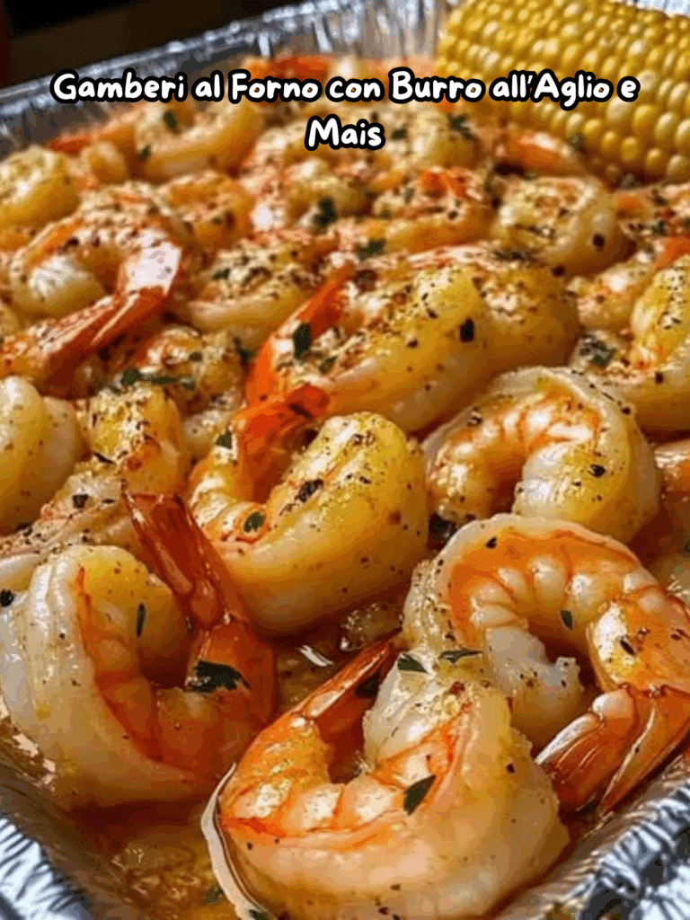 Gamberi al Forno con Burro all’Aglio e Mais: Un’Esplosione di Sapore Estivo in Teglia
