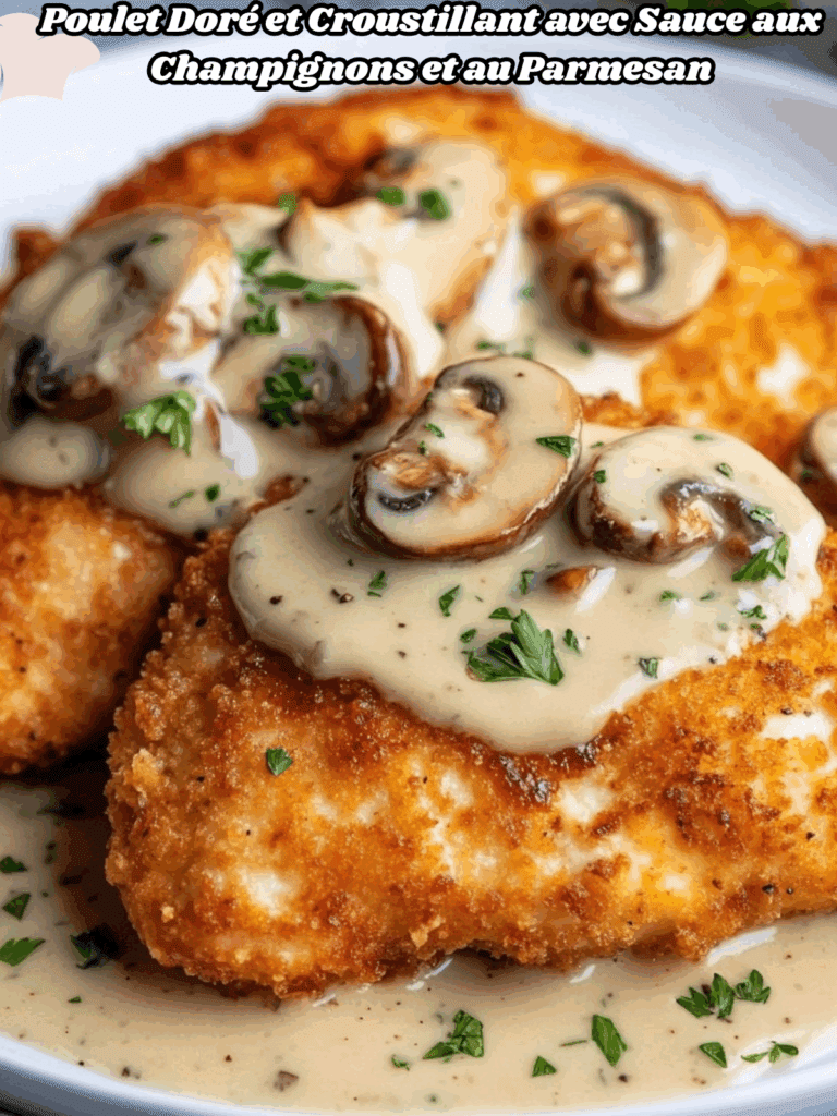 Pollo Dorato e Croccante con Salsa ai Funghi e Parmigiano: Il Piacere di un Piatto Ricco e Saporito