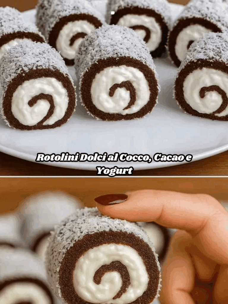 Rotolini golosi al cocco, cacao e yogurt: il dolce leggero che conquista senza sensi di colpa