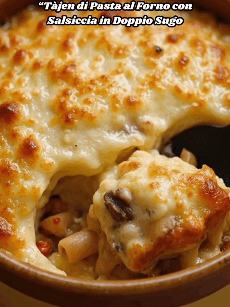 Tàjen di Pasta al Forno con Salsiccia in Doppio Sugo – Un’esplosione di gusto e cremosità”