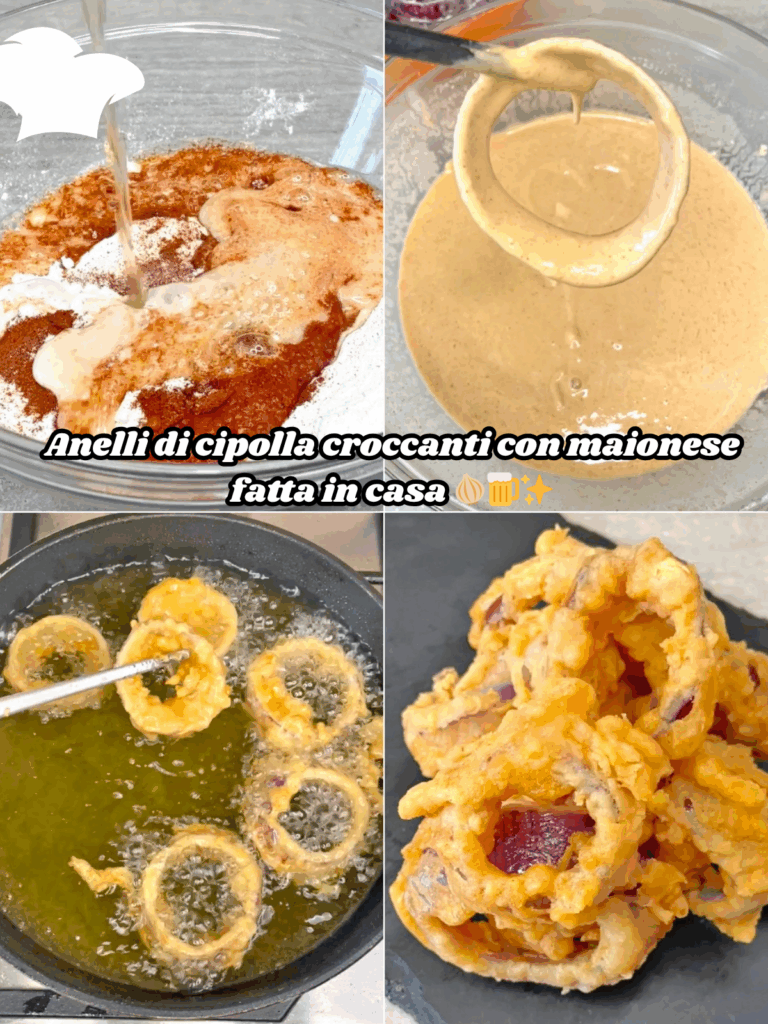 Anelli di cipolla croccanti con maionese fatta in casa
