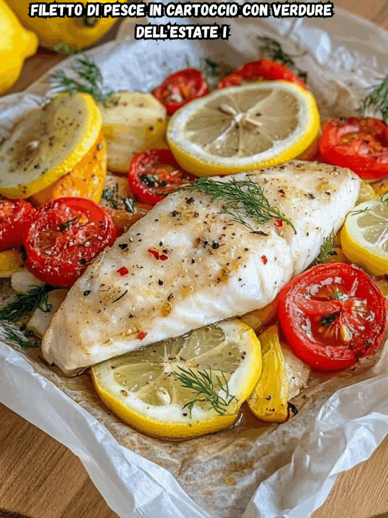 Filetto di Pesce in Cartoccio con Verdure dell’Estate – Delicatezza al Forno dal Cuore Mediterraneo