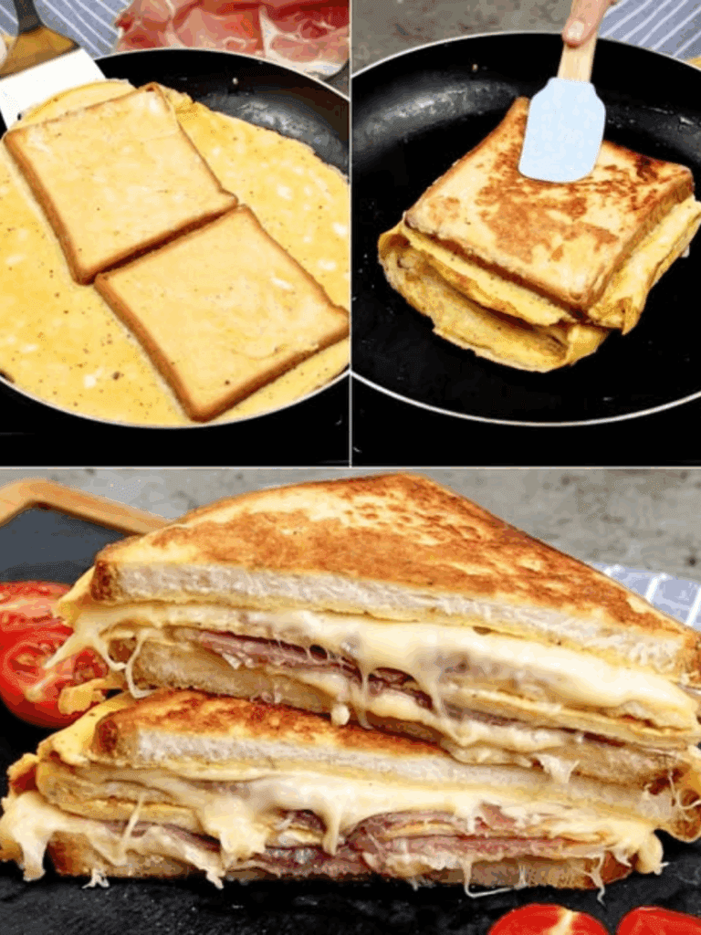 Frittata-Sandwich alla Cheddar e Prosciutto – La Colazione in Padella che Ti Cambierà la Giornata