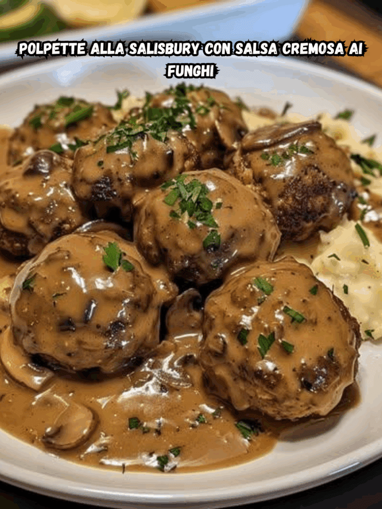 Polpette alla Salisbury con Salsa Cremosa ai Funghi
