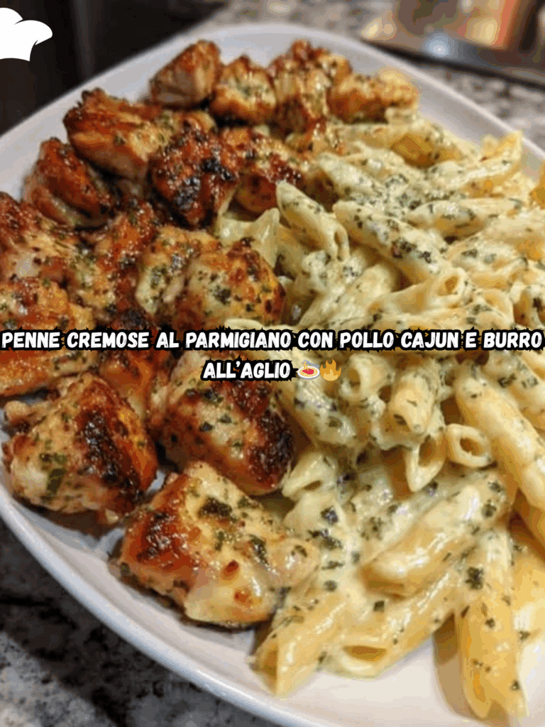 Penne Cremose al Parmigiano con Pollo Cajun e Burro all’Aglio
