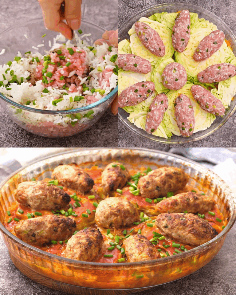 Casseruola di Cavolo e Polpette di Riso al Forno – Un Piatto Unico Leggero e Sapido.