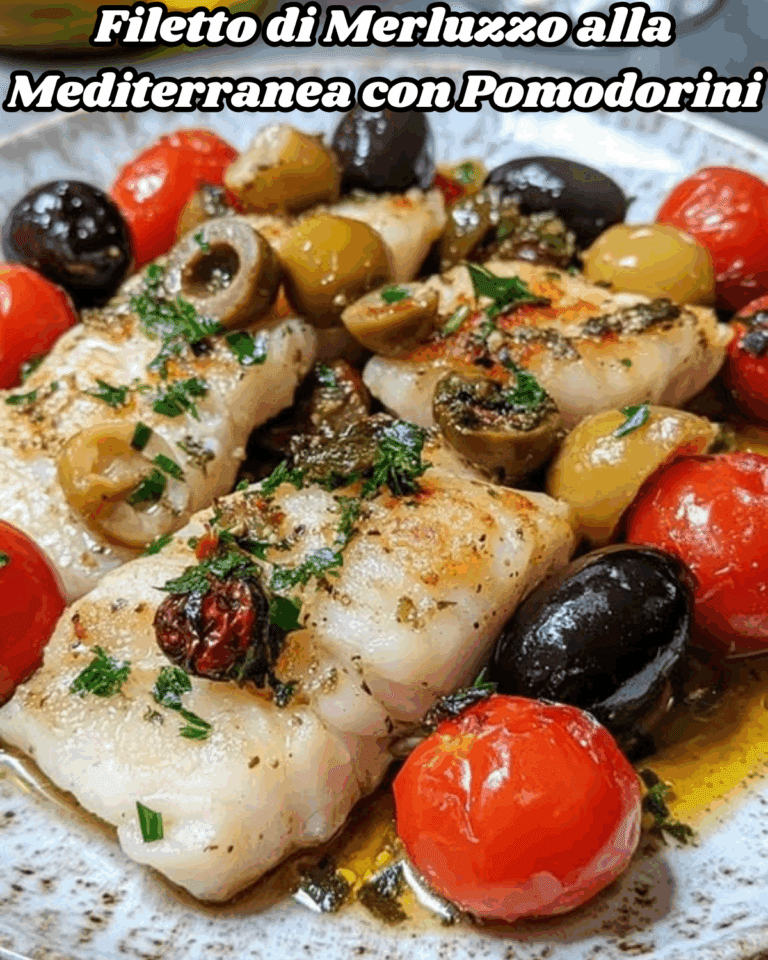 Filetto di Merluzzo alla Mediterranea con Pomodorini, Olive e Capperi